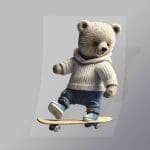 DCAB0009 Skating Teddy Bear Direct To Film Transfer Mock Up