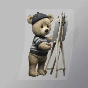 DCAB0015 Painting Teddy Bear Direct To Film Transfer Mock Up