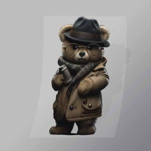 DCAB0019 Detective Teddy Bear Direct To Film Transfer Mock Up