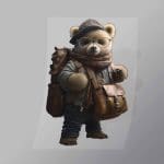 DCAB0032 Wandering Teddy Bear Direct To Film Transfer Mock Up