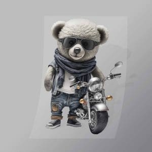 DCAB0046 Motorbike Teddy Bear Direct To Film Transfer Mock Up