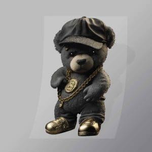 DCAB0049 Gold Chain Teddy Bear Direct To Film Transfer Mock Up