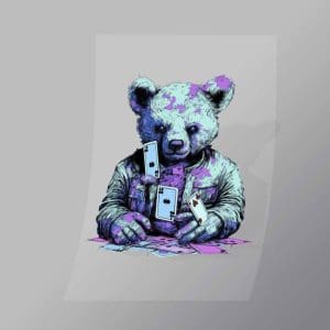 DCAB0053 Poker Teddy Bear Direct To Film Transfer Mock Up