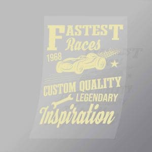 DCCD0130 Fastest Races Custom Quality Yellow Direct To Film Transfer Mock Up