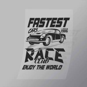 DCCD0181 Fastest Cars Race Club Black Direct To Film Transfer Mock Up