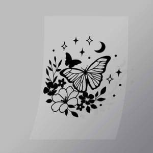 DCGF0025 Floral Butterfly Direct To Film Transfer Mock Up