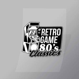 DCGG0034 Retro Game 80s Classics BW Direct To Film Transfer Mock Up