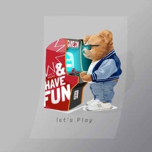 DCGG0092 Lets Play Gaming Bear Direct To Film Transfer Mock Up