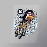 DCLC0448 Penguin Motocross Rider Direct To Film Transfer Mock Up