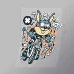 DCLC0488 Rabbit Motocross Rider Direct To Film Transfer Mock Up