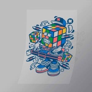 DCLC0532 Rubix Cube Disk Jockey Direct To Film Transfer Mock Up