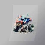 DCMT0043 Watercolour Monster Truck 3 Direct To Film Transfer Mock Up