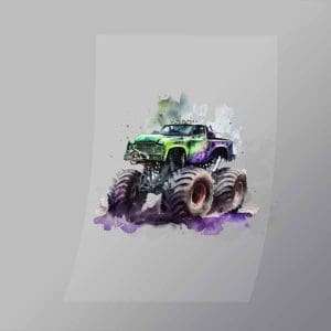 DCMT0052 Watercolour Monster Truck 12 Direct To Film Transfer Mock Up
