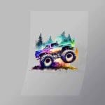 DCMT0056 Watercolour Monster Truck 16 Direct To Film Transfer Mock Up