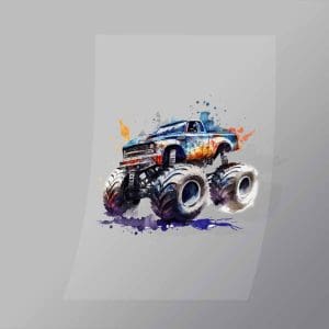 DCMT0058 Watercolour Monster Truck 18 Direct To Film Transfer Mock Up