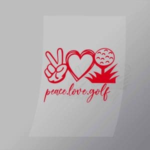 DCSG0040 Peace Love Golf Red Direct To Film Transfer Mock Up