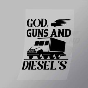 DCTR0094 God Guns And Diesels Direct To Film Transfer Mock Up